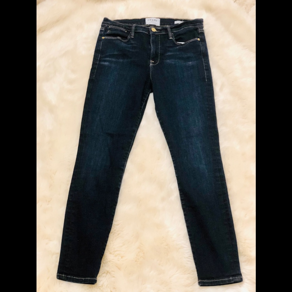 Heavy dark blue jeans